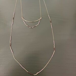 Stella & Dot Prima layered necklace gold gray bead